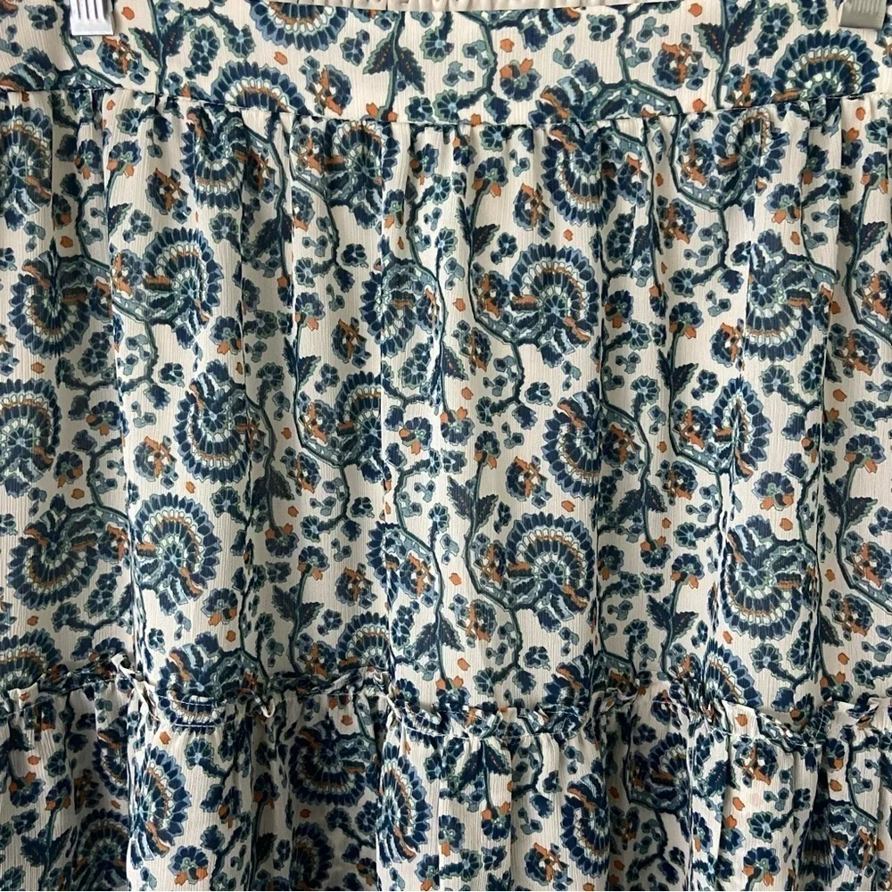 J. Crew Tiered Ruffle Mini Skirt Floral Feminine Artsy Flowy Sz L